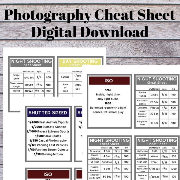 Photography Cheat Sheets