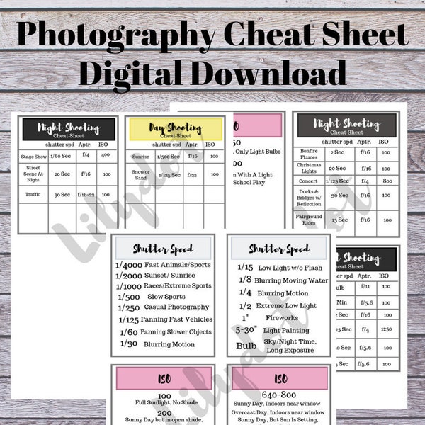 Photography Cheat Sheets