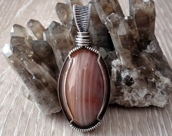 Agate Pendant ~ Handcrafted with Eco-Recycled Sterling Silver ~ Hand-cut Natural Australian Stone ~ Earthy Orange Agate ~ Grounding Talisman