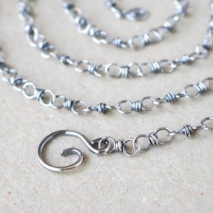 70cm Sterling Silver Chain, 28 inches, Handcrafted with Ethically Sourced Australian Made 925 Sterling Silver, Antiqued Finish, Spiral Drop
