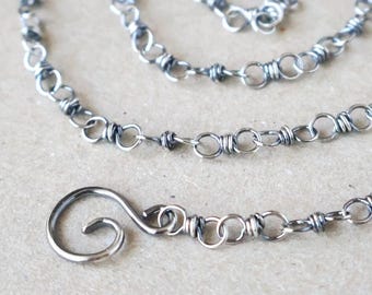 50cm Sterling Silver Chain, 20 inches, Handcrafted with Ethically Sourced Australian Made 925 Sterling Silver, Antiqued Finish, Spiral Drop