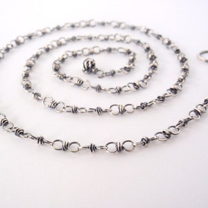 60cm Sterling Silver Chain 24 inch Handmade Chain Antiqued Eco-Friendly Recycled Sterling Silver Oxidised Wire Wrapped Loops image 1