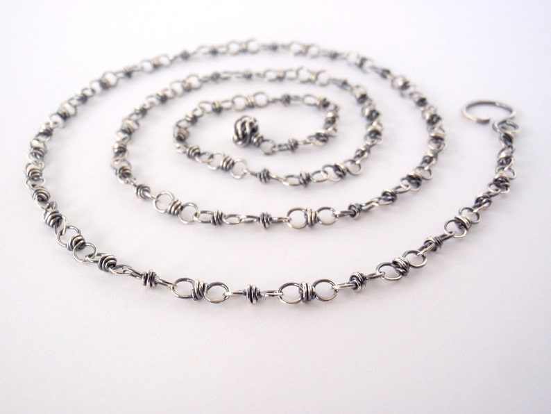 60cm Sterling Silver Chain 24 inch Handmade Chain Antiqued Eco-Friendly Recycled Sterling Silver Oxidised Wire Wrapped Loops image 1