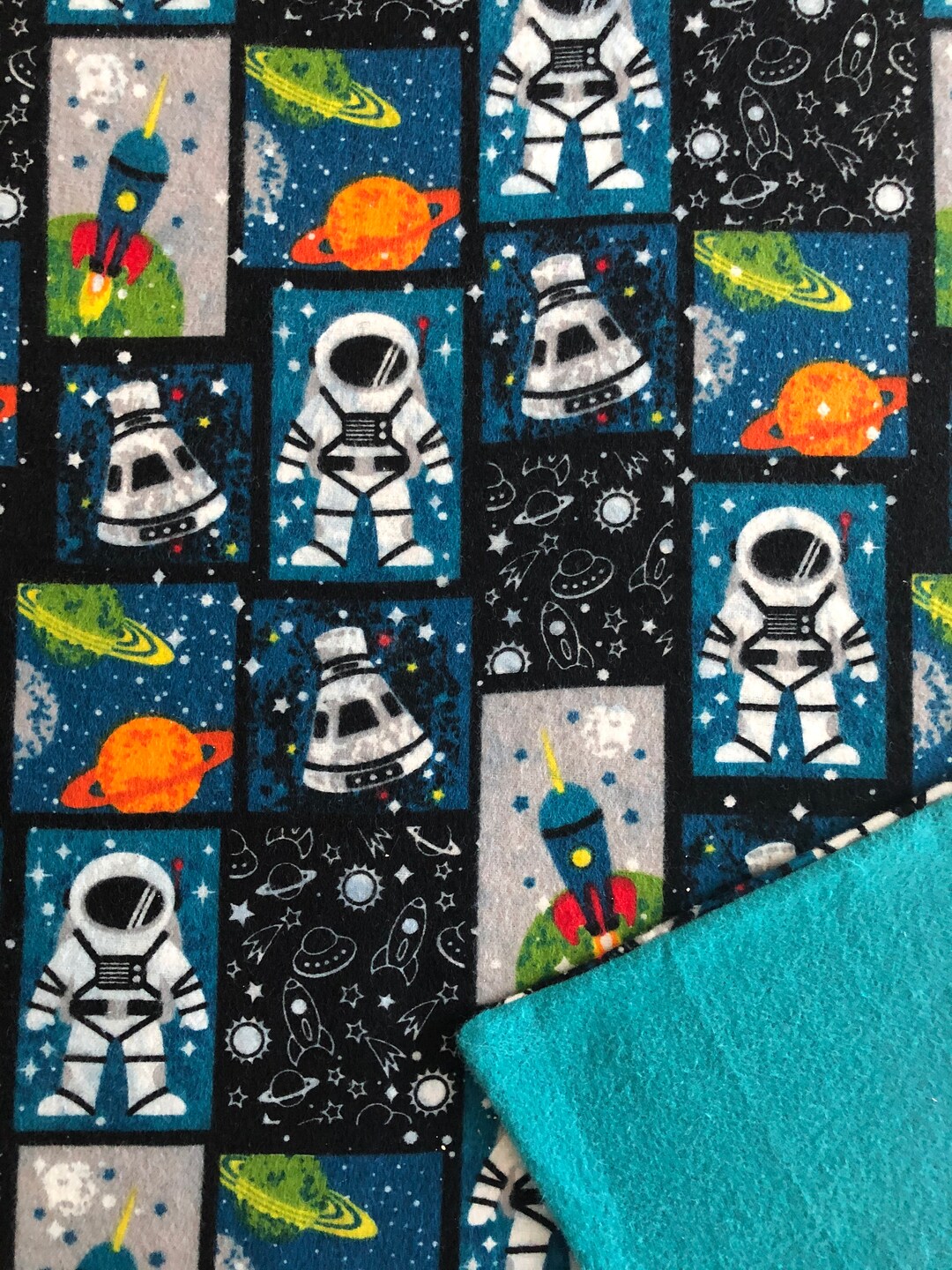 Astronaut Space Weighted Blanket. Size 39x36 Inches. Choose Your Weight