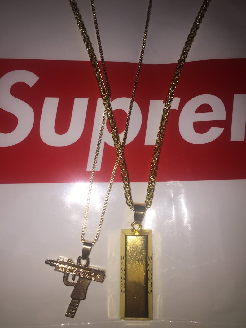 Supreme Lil Uzi Pendant 18k Gold Plated Necklace Chain Image 0