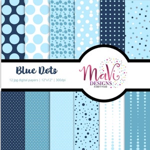 Blue Dots Digital Paper Clipart - Seamless Backgrounds for Versatile Use