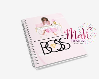 Pink BOSS Handmade Glitter or Laminated Spiral Notebook | Journal - BOSS Collection