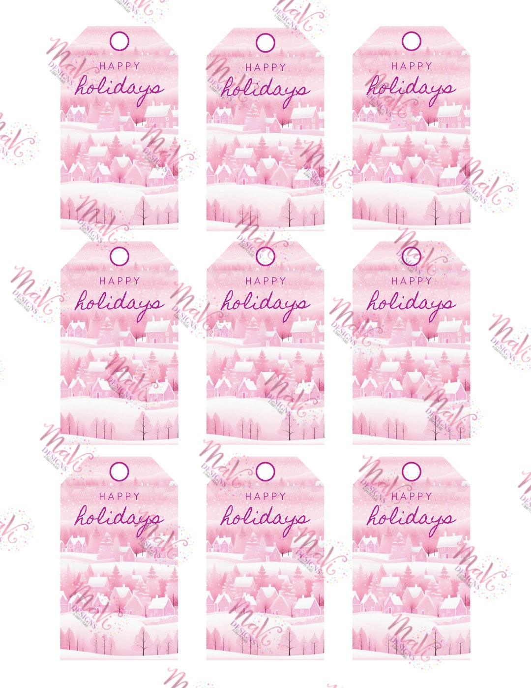 Printable Pink Christmas Gift Tags – Holiday DIY (PDF/PNG) - Etsy