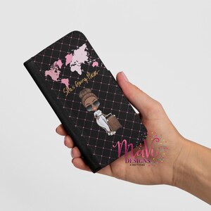 She&#39;s Going Places Doll Black Passport Cover and Luggage Tag Set - Sleek and Stylish Travel Essentials