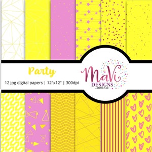 Party Yellows Digital Paper Clipart - Vibrant Seamless Backgrounds for Creative Projects