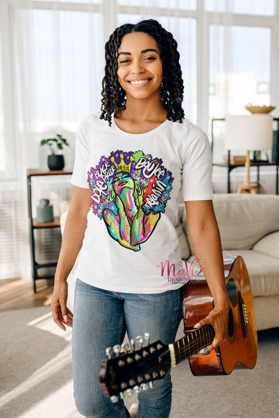 Black queen afro melanin screen print iron-on transfer sheet - empower your  apparel