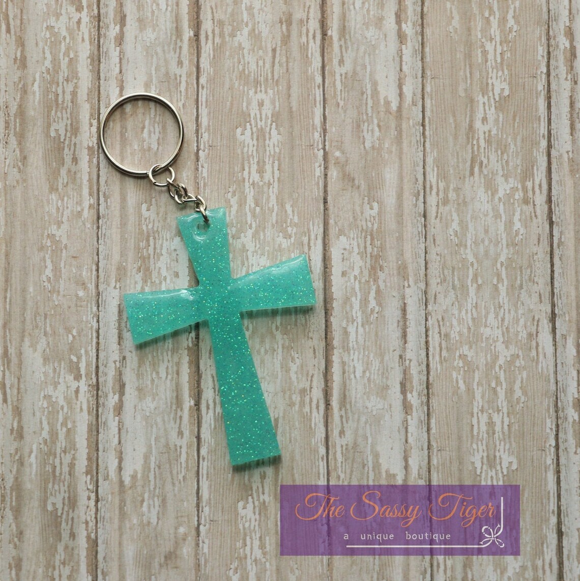 Cross Keychain Glitter Cross Keychain Personalized Cross Etsy