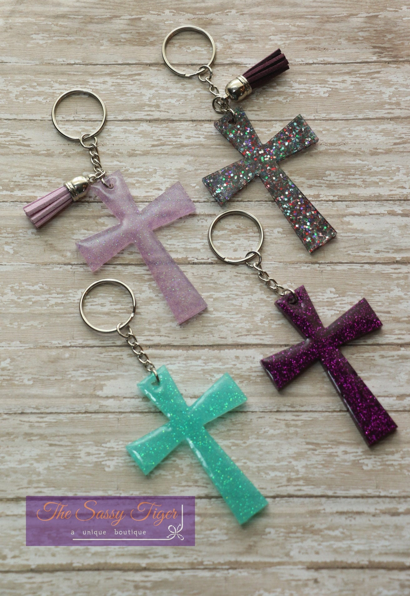 Cross Keychain Glitter Cross Keychain Personalized Cross Etsy