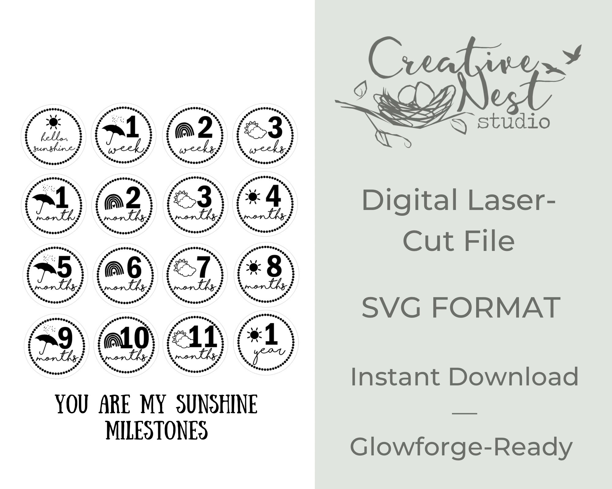 Digital File SVG Laser Cut File Monthly Milestone Mom Gift Baby Monthly ...