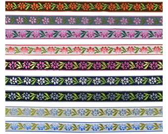 0.5" (13 mm) Flower Jacquard Ribbon 3231 (1 yard)