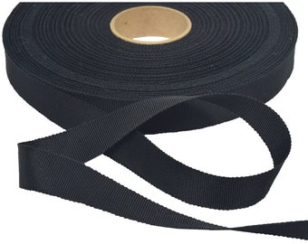 5/8" (16mm) Black Petersham Cotton Rayon Grosgrain Ribbon
