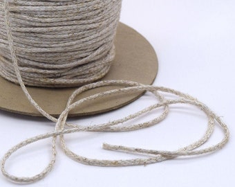 1/8" Braided Round Cotton Linen Draw cord Drawstring Cord