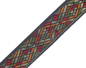 1-3/4" (45mm) Geometric Jacquard Ribbon Trim 3325 J48 (1 yard)