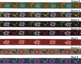 3/8" (10mm) French Edelweiss Floral Jacquard Trim 3097 (1 yard)