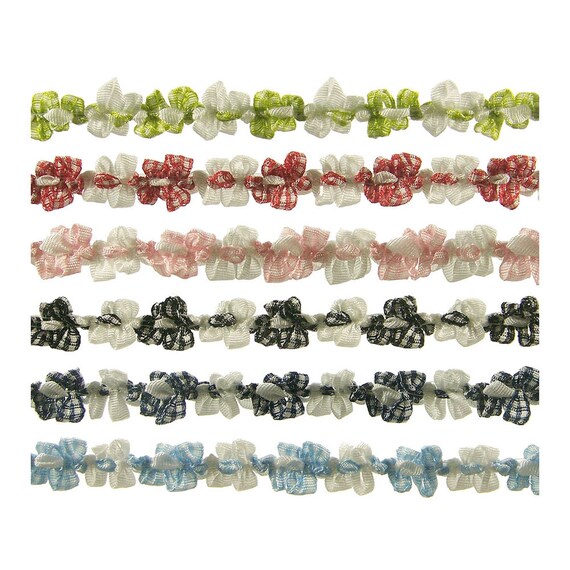 1/2" (13mm) French Gingham Style Rococo "Sixties" Ribbon 3446 BTY