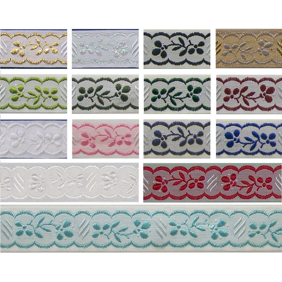7/8 22mm French Floral Jacquard Trim 3857 1 Yard Etsy
