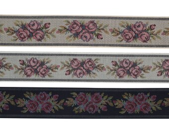 Vintage 1-7/8" Conso Floral Tapestry Jacquard Trim 3861