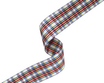 1-3/8" (35mm) Swiss Tartan Plaid Taffeta Ribbon 3611G