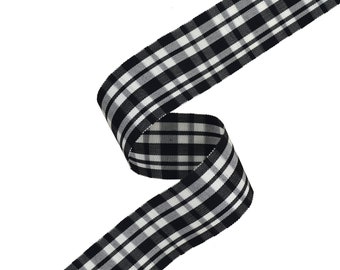 1-3/8" (35mm) Swiss Tartan Plaid Taffeta Ribbon 3611J