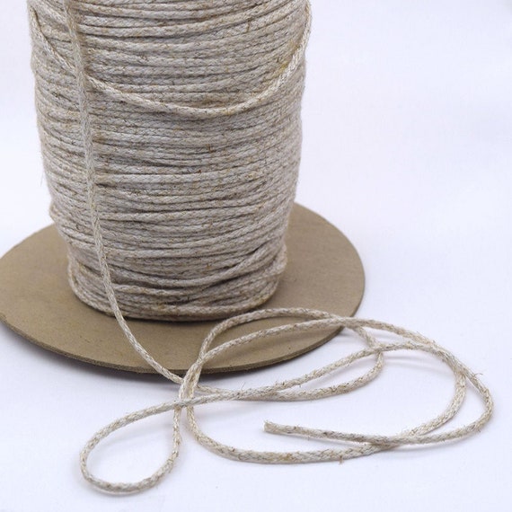 1/8 Braided Round Cotton Linen Draw Cord Drawstring Cord 