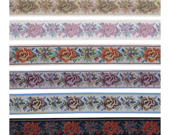 1-1/8" Vintage Durable Conso Floral Tapestry Jacquard Trim 3869
