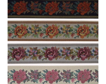 Vintage 2-3/8" Conso Floral Tapestry Jacquard Trim 9677