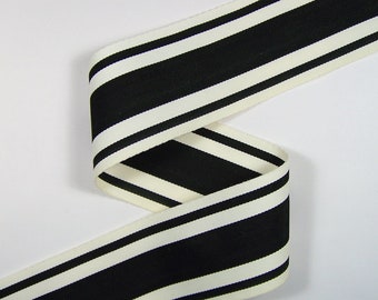 2" (50mm) Black & White Stripe Grosgrain Ribbon 1015 (BTY)