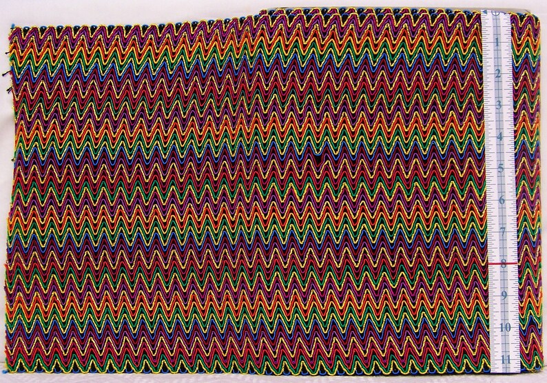 Raro Multicolor European Zigzag 11-7/8 Gimp Lame Fabric Trim 2 yardas, 10 imagen 1