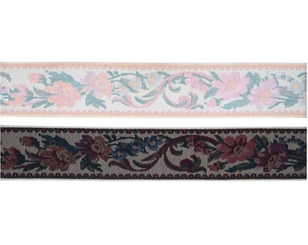 Vintage 2-1/8" Conso Floral Tapestry Jacquard Trim 3953