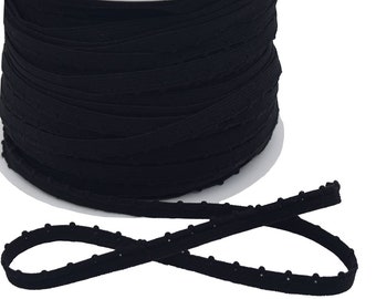 3/8" (10mm) French Black Stretch Elastic Piping Trim (BTY)