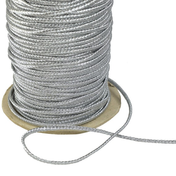 Braided Metallic Ribbon | By the yard - Silver - 1/8 Braided Metallic Ribbon | By the yard - Silver - 1/8