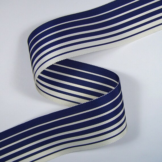 BTY 1 yard 1 3//8/" orange blue moire vtg striped rayon grosgrain ribbon millinery