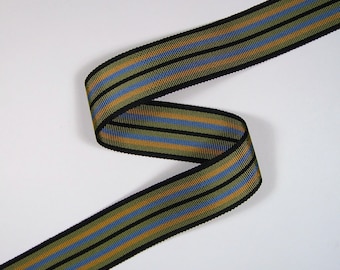 1-1/4" (32mm) Black, Green, Yellow, Blue Stripe Grosgrain Ribbon 1063 (BTY)