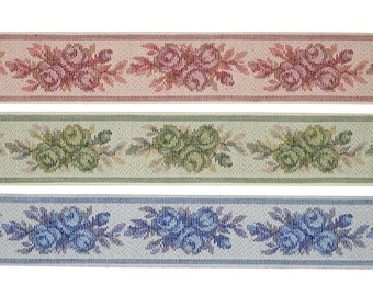 Vintage 1-7/8" Conso Floral Tapestry Jacquard Trim 3861A