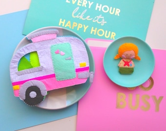 Camper Van Felt Quiet Book Pattern | Camping Caravan Quiet Book Pattern | Camping Children&#39;s Storybook Pattern | Caravan Quiet Book