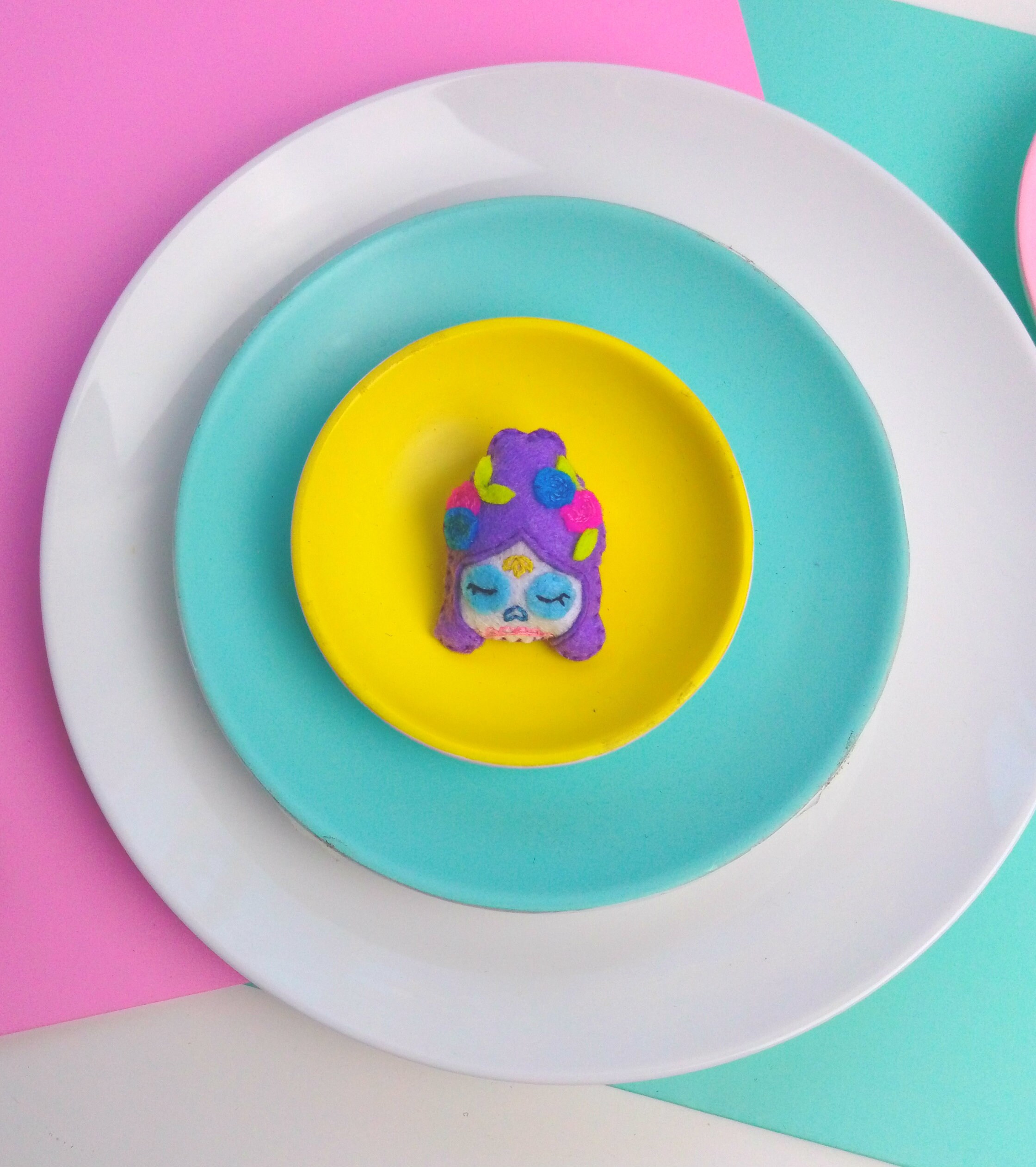 Cute and Colourful Day of the Dead Brooch Pattern | Halloween Brooch ...