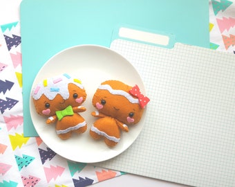 Gingerbread Man and Woman Ornament Pattern | Felt Ornaments | Christmas Felt Ornaments
