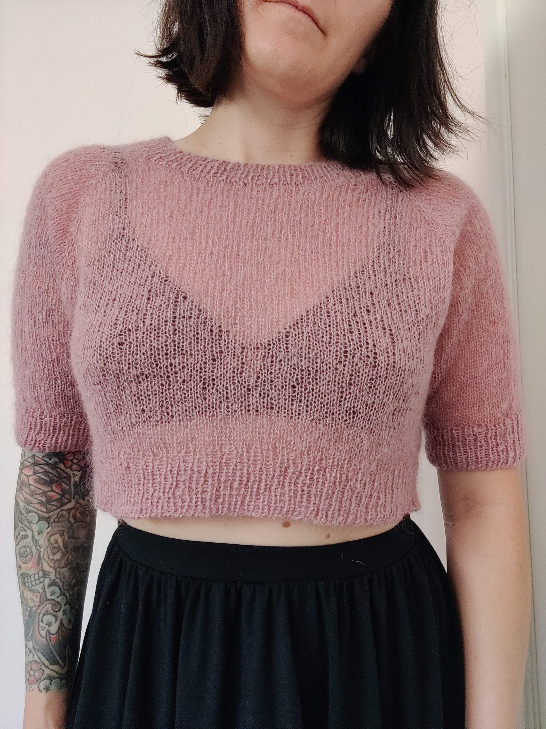 トップス Brushed Mohair Knit Tops Hand Knit Brushed Mohair Top - Etsy