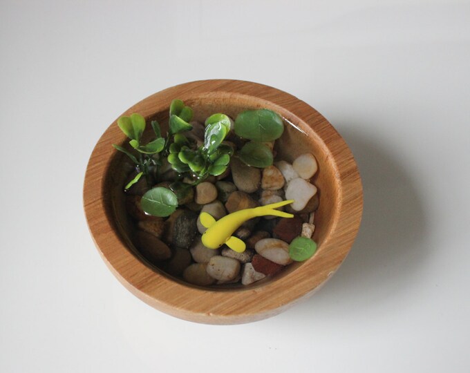 Miniature Koi Pond in Wood Bowl Fake Koi Pond Polymer Clay Etsy