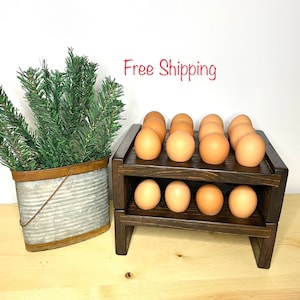 Farmhouse Stackable Wood Egg Holder l Fresh Egg Storage l Wooden Egg Holder l Wooden Egg Rack l Wood Egg Carton l Egg Tray | DIY Project