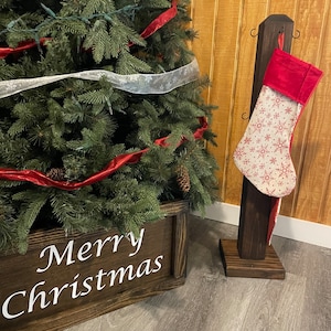 Freestanding Porch Welcome Sign Post: Christmas Stocking Holder with Hooks