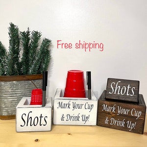 Stackable Combo Drink Up, Mark Up, Solo Cup Holder, Marker Holder, Barware, Wooden Party Cup holder, Farmhouse Cup, DIY Project