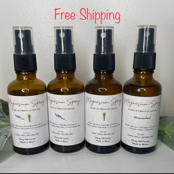 Magnesium Spray ~ with or without Essential Oils, Magnesium Chloride Oil ~Topical Mineral Spray