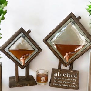 Decanter ~ Whiskey Decanter ~ Bourbon Decanter- Wood Rustic Wine Decanter