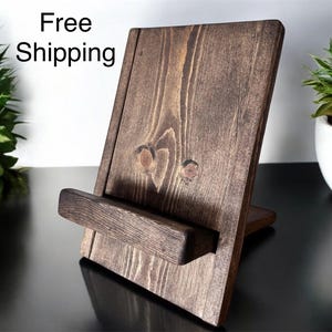 Handmade Wooden Cookbook Stand: Foldable Recipe Holder, iPad Tablet Rest